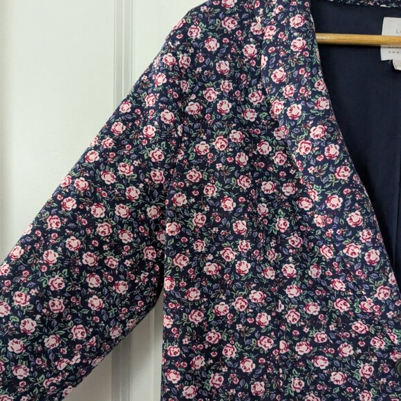 Lauren Conrad Blazer Women's Large Blue Pink Floral Roses Fitted One-Button LC - Picture 11 of 16